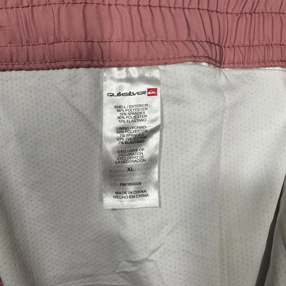 Quiksilver Swim Trunks Mens XL‎ Pink Tropical Palm Print Mesh Lined Board Shorts